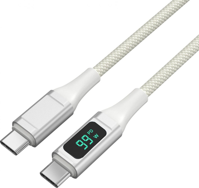 Kabllo USB‑C 4smarts 458163, 1.5 m, me ekran LED, e bardhë