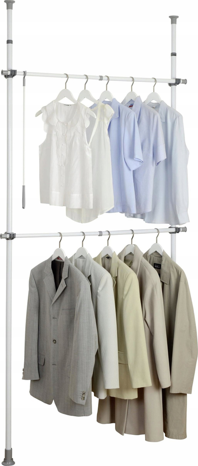 Sistem garderobe Herkules Basic, çelik i bardhë, montim me tension