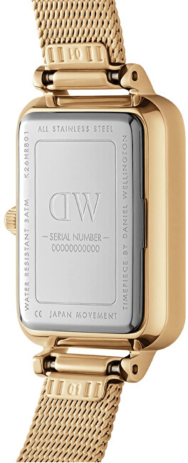 Orë dore për femra Daniel Wellington Quadro 20 x 26 Pressed Sheffield Evergold Emerald DW00100561, e artë