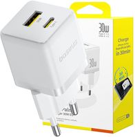 Karikues murale Baseus Palm, 30W, USB dhe Type C, i bardhë
