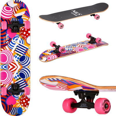 Skateboard Nils Extreme CR3108SA, 9 shtresa dru, rrota PU, shumëngjyrësh