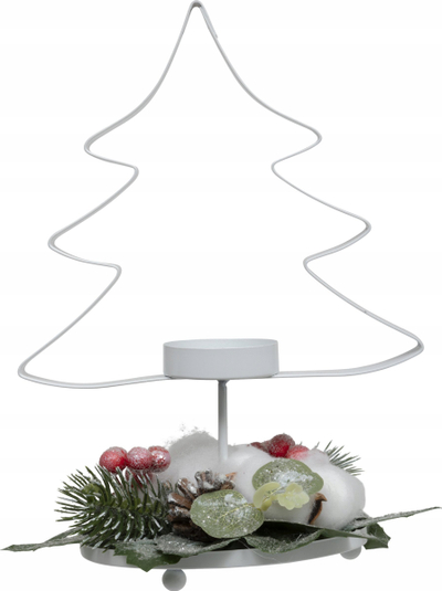 Mbajtëse qirinjsh Feeric Christmas White Metal Christmas Tree, metal, dekorim festiv, e bardhë