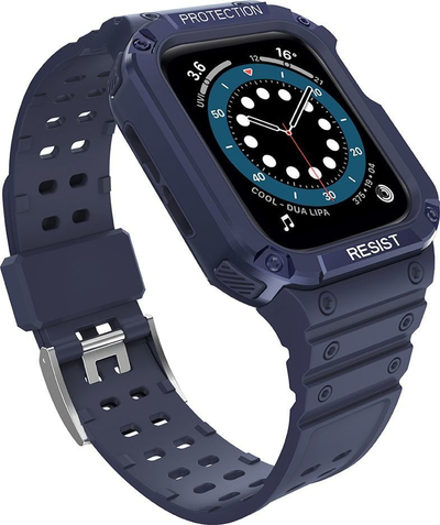 Byzylyk me kasë mbrojtëse Hurtel Protect Strap për Apple Watch 41 40 38mm, i fortë, blu