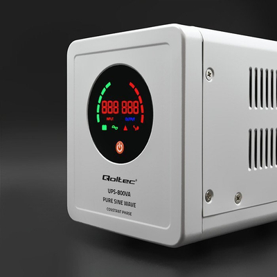 UPS për kaldajë Qoltec UPS 800VA, 560W, valë sinusoide e pastër, gri