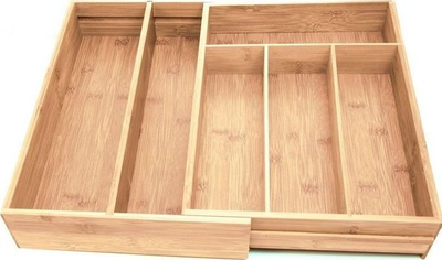 Organizues çekanësh Kesper Extendable Cutlery Tray, bambu, 26-49cm, ngjyrë druri natyrale