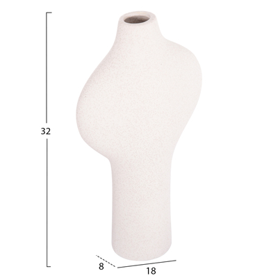 Vazo dekorative qeramike Arken HM4621, 18x8x32 cm, efekt i kristalizuar, e bardhë