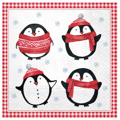 Serveta letre Christmas SDL018700, 33x33cm, motiv pinguinë, shumëngjyrëshe