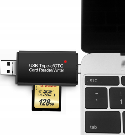 Lexues kartash Unbranded, USB dhe USB Type C, SD dhe microSD, gri