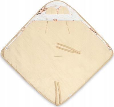 Batanije muslini për ulëse veture CAR SEAT, 90x90 cm, me lepurusha, bezhë