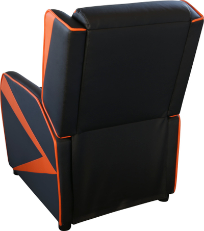 Karrige gaming Deltaco Gaming and Relax, lëkurë sintetike, mbajtëse këmbësh, e zezë me portokalli