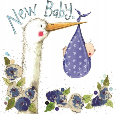 Kartë urimi Teka Birth Card S290 Boy Stork, 160 x 160mm, për çun