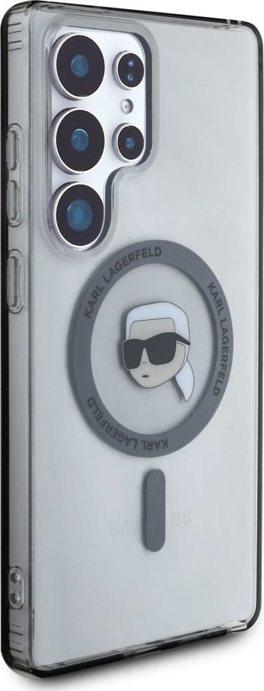Kapak telefoni Karl Lagerfeld Button MagSafe për Galaxy S25 Ultra, TPU PC, me MagSafe, transparent