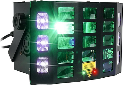 Efekt drite Light4Me TURBO DERBY 4IN1, LED RGBW UV, lazer i kuq edhe i gjelbër, i zi