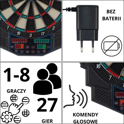 Tabllo elektronike dart Enero Dart Electronic Pro, 45 cm, 4 numërues, e zezë