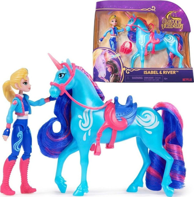 Set lodrash Spin Master Unicorn Academy Small Doll Isabel and River, kukull 11 cm, unikor 13 cm, shumëngjyrësh