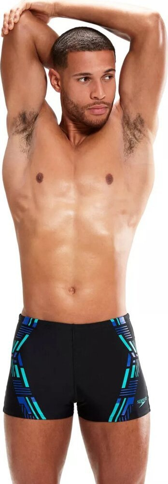 Rroba banje për burra Speedo Tech Print Aquashorts, ECO EnduraFlex, të zeza me blu
