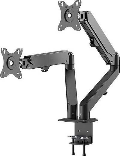Држач за маса за монитори Neomounts DS70-700BL2, за 2 монитори 17"-27", со гасен механизам, црн