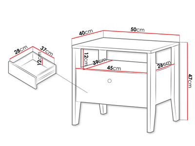 Komodinë nate me 1 sirtar SNUGLY SU-04, bezhë