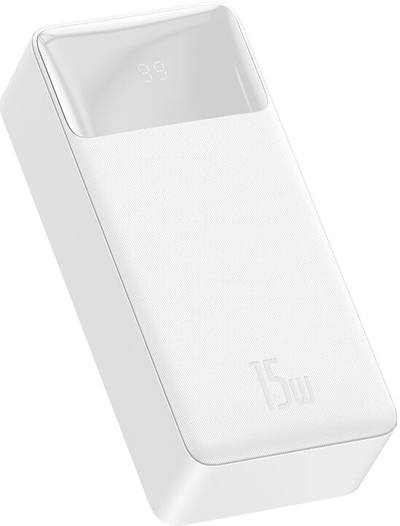 Powerbank me ekran dixhital Baseus Bipow, 30000mAh, 15W, i bardhë