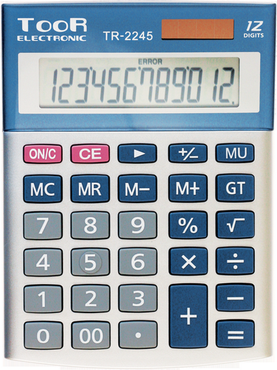 Kalkulator zyre Toor Electronic TR-2245, me ekran të madh, me butona të mëdhenj, ngjyrë gri