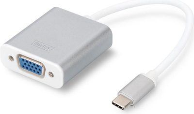 Adapter USB Digitus DA-70837, USB C në VGA, Full HD, ngjyrë argjendi
