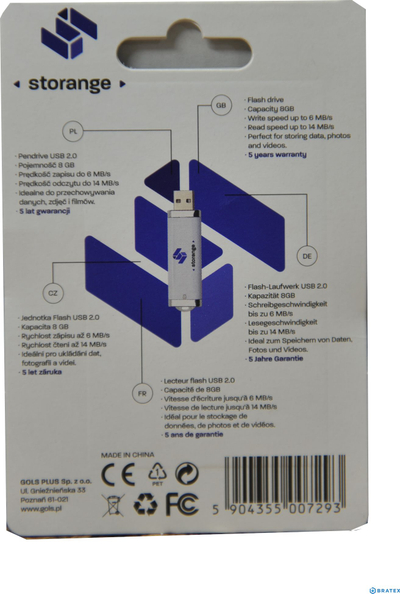 USB мемориски уред Storange STO35, 8GB, USB 2.0, црна