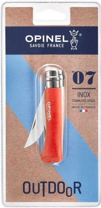 Thikë xhepi Opinel No. 07 Colorama, çelik inoks Sandvik 12C27, dorezë dru ahu, portokalli