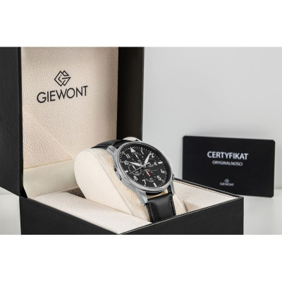Ora burrash Giewont Chronograph Sapphire GW5630-A2, kronograf, xham safir, e zezë argjendi
