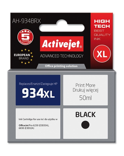 Ngjyrë për printer Activejet AH-934BRX (zëvendësim për HP 934XL C2P23AE), 50 ml, e zezë