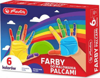 Ngjyra me gishta Herlitz Finger Paints, set me 6 ngjyra, 6 x 40ml, shumëngjyrëshe
