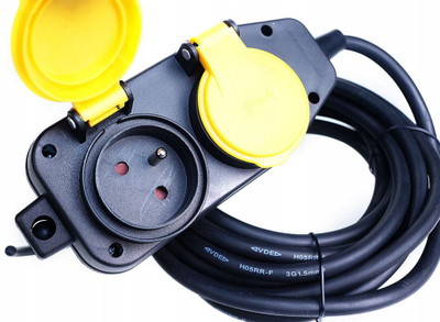 Parrullë zgjatuese Construction, 10m, 4 priza, 3x1.5 mm², IP44, e zezë