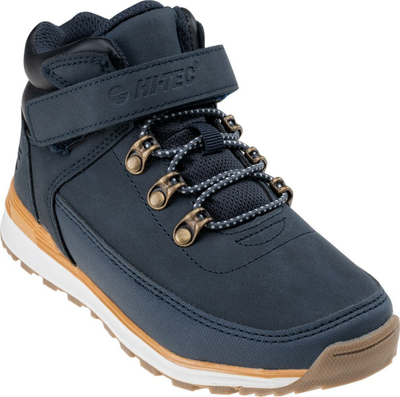 Atlete të larta për kalamaj Hi-Tec Herlen Mid Jr, taban antirrëshqitës, me shirit velcro, blu e errët
