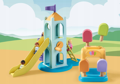 Set lodrash Playmobil 1.2.3 Adventure Playground, 18 pjesë, për kalamaj 1-4 vjeç, shumëngjyrësh