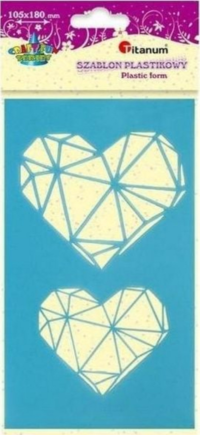 Shabllon plastik Titanum Hearts Mix, 10.5 x 18 cm, forma zemër, transparent