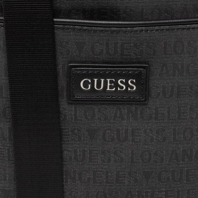 Çantë shpatulle Guess Dan, 19 x 23 x 2.5 cm, material tekstili, grafit për meshkuj