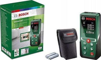 Matës distance me lazer Bosch UniversalDistance 50, diapazon 50 m, jeshil me të zi
