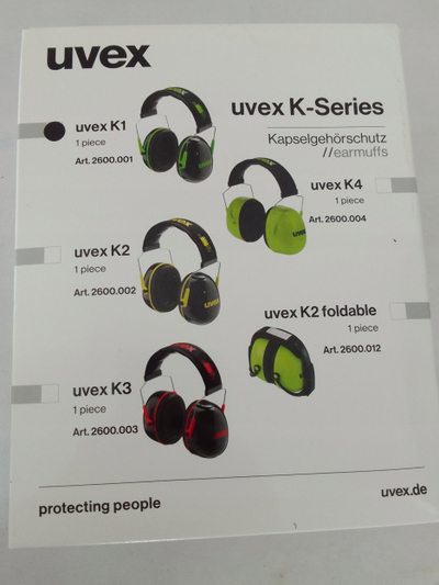 Заштита за уши UVEX K1, SNR 28 dB, црна со зелена