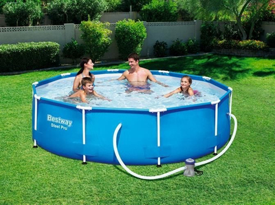 Pishinë Bestway Steel Pro, 305 x 76cm, me pompë filtruese, blu