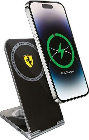 Karikues me valë Ferrari MagSafe 2n1, 15W, paloset, i zi