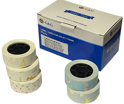 Set etiketa ngjitëse G&amp;G, 5 rrotulla, 15x15mm, shumëngjyrëshe