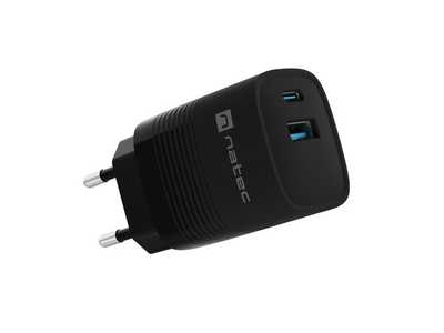 Karikues GaN Natec Ribera NUC-2141, 30W, 1x USB A 1x USB C, i bardhë