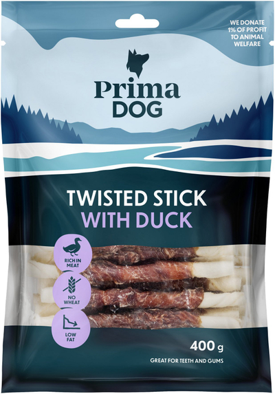 Shkop përtypës për qen PrimaDog Game and Rawhide, 13 cm, 100 g