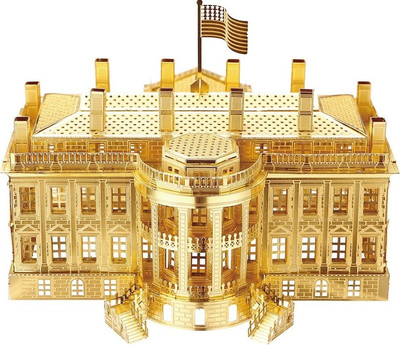 Puzzle metalik 3D Piececool White House, model ndërtimi, i artë