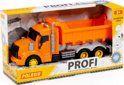 Lodër kamion punimesh Polesie Profi, 33.5cm, me drita edhe zëra, portokalli