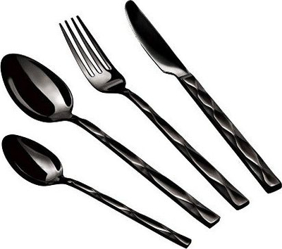Set lugë pirunë Berlinger Haus BH-2622, 24 copë, çelik inox, e zezë me shkëlqim