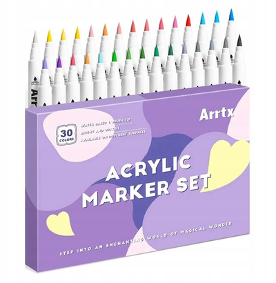 Set markerë akrilik ARRTX LC303144, majë felt-tip, 30 ngjyra