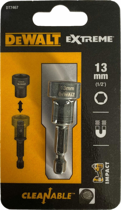 Kokë vidhosjeje magnetike DeWalt, 1/4", 13 mm, 50 mm, për goditje