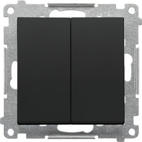 Ndërprerës elektrik Simon 55 Double Crossover, 10A 250V, i zi matte