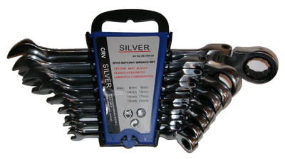 Set çelësa kombinim me racetë Silver SK00802, 8 copë, 8-22mm, ngjyrë argjendi