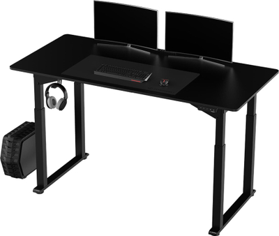 Tavolinë gaming ULTRADESK UPLIFT, ngrihet e ulet në lartësi, me menaxhim kabllosh, e zezë